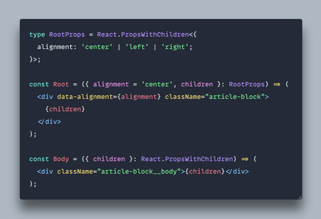 An example of how to use a data attribute in a JSX component to store a property for reuse in CSS.
