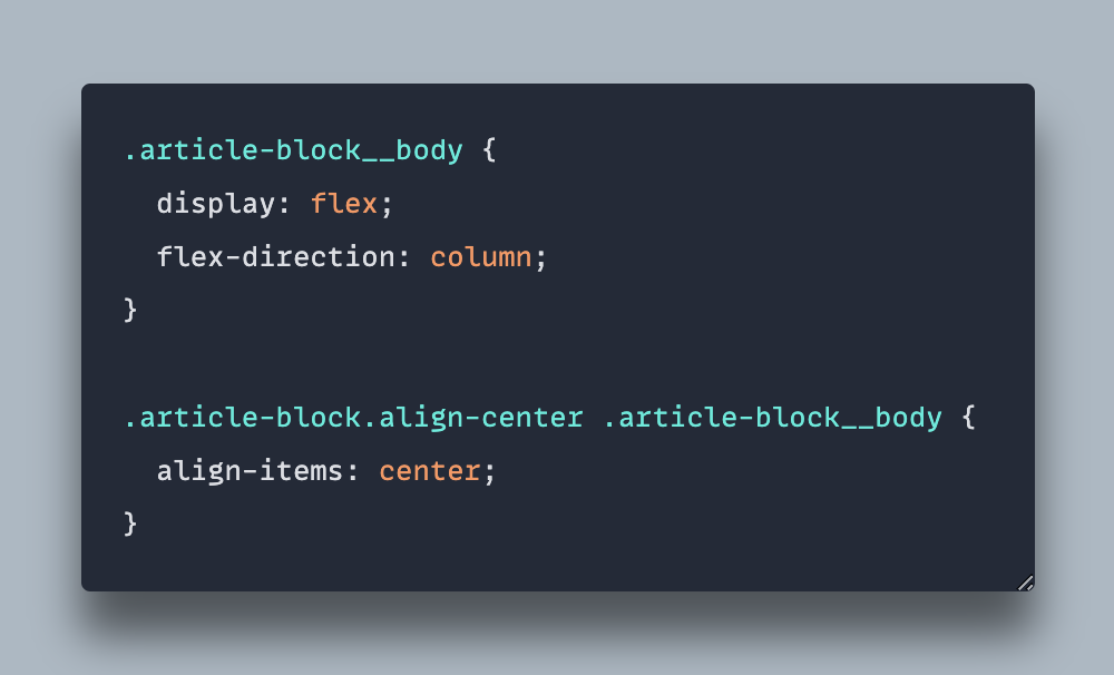 An example of CSS code that does conditional styles based on a class name.