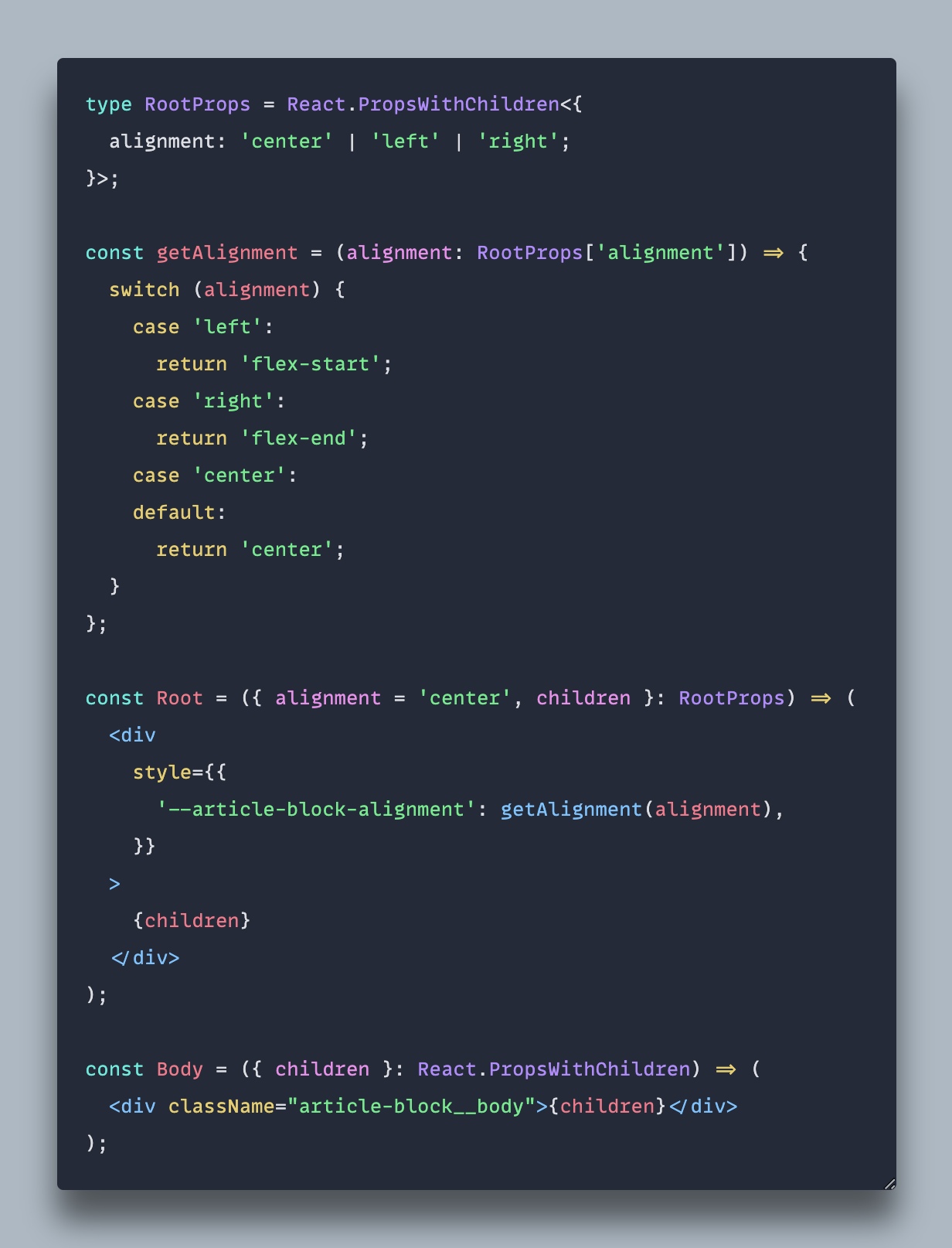 An example of how to use CSS Variables in a JSX component to store a property for reuse in CSS.